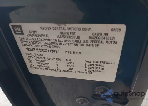 2006 Chevrolet Trailblazer Ext Ls из США, поврежденный, VIN 1GNET16SX66110417